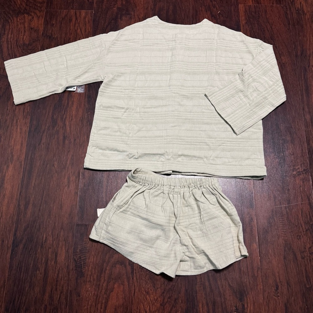 FREE PEOPLE Pippa Short Set 100% cotton Boxy Top & Shorts wrap closure Large Nwt - Picture 3 of 16